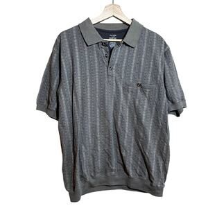 David Taylor Collection short sleeved gray striped polo shirt men's size large